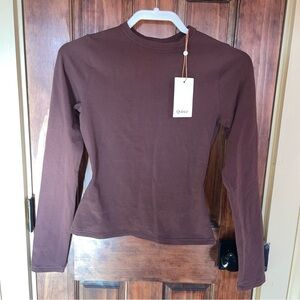 Quince Women's Brown Long Sleeve Top -Stretch - Small